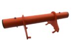 Oransje Hjulstopp til Biltransporter tilhenger med åpen gulvflate i midten